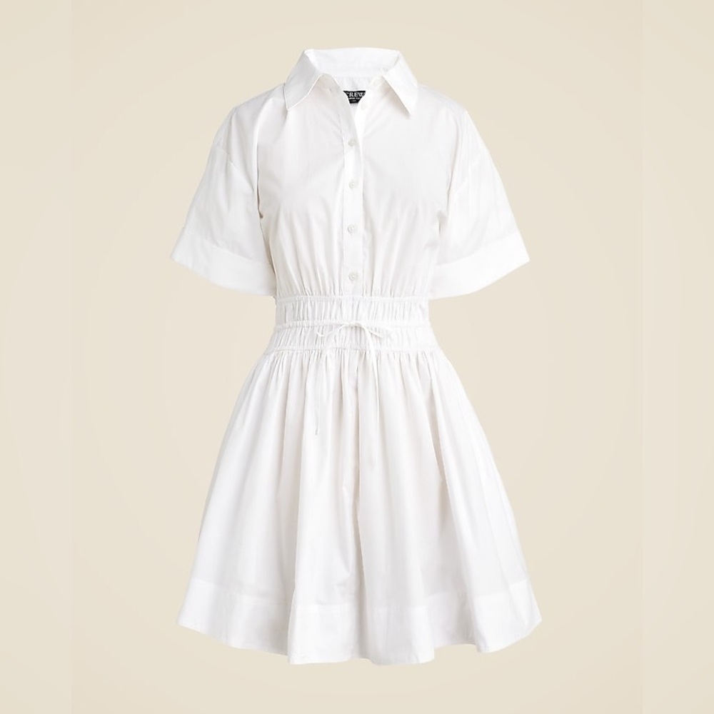NWT J.Crew Elena mini shirtdress cotton poplin 14 White Smocked Preppy Casual - Picture 4 of 15